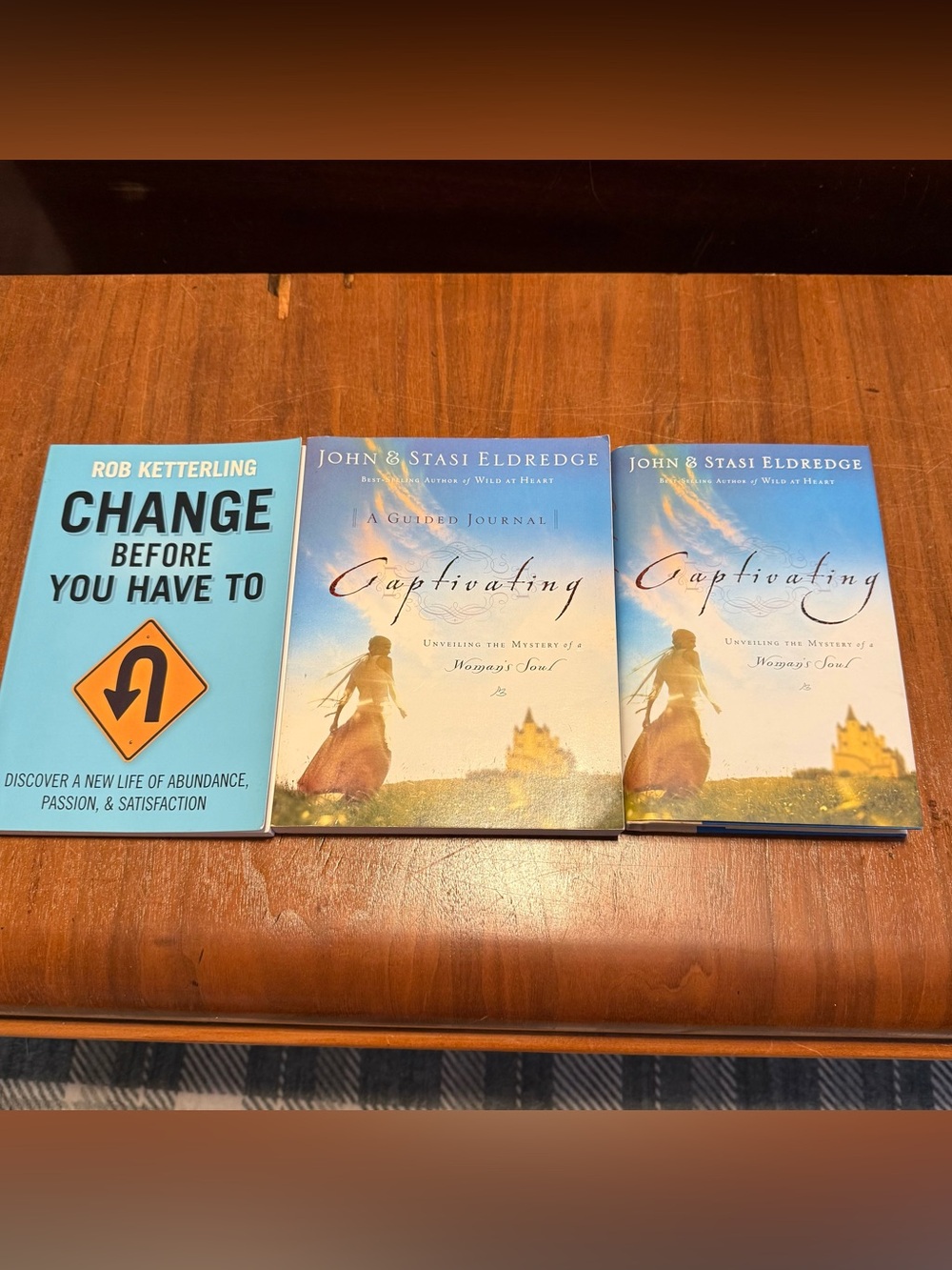 3 books, Captivating: A Guided Journal  and Book, Eldredge, book, Ketterling